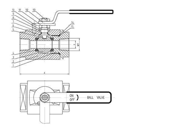 二片式鍛鋼球閥-NPT結構圖 二片式鍛鋼球閥-NPT結構圖